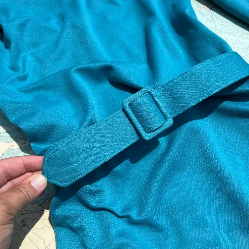 Vintage Teal Belted Button Back Dress - Picture 3 of 8